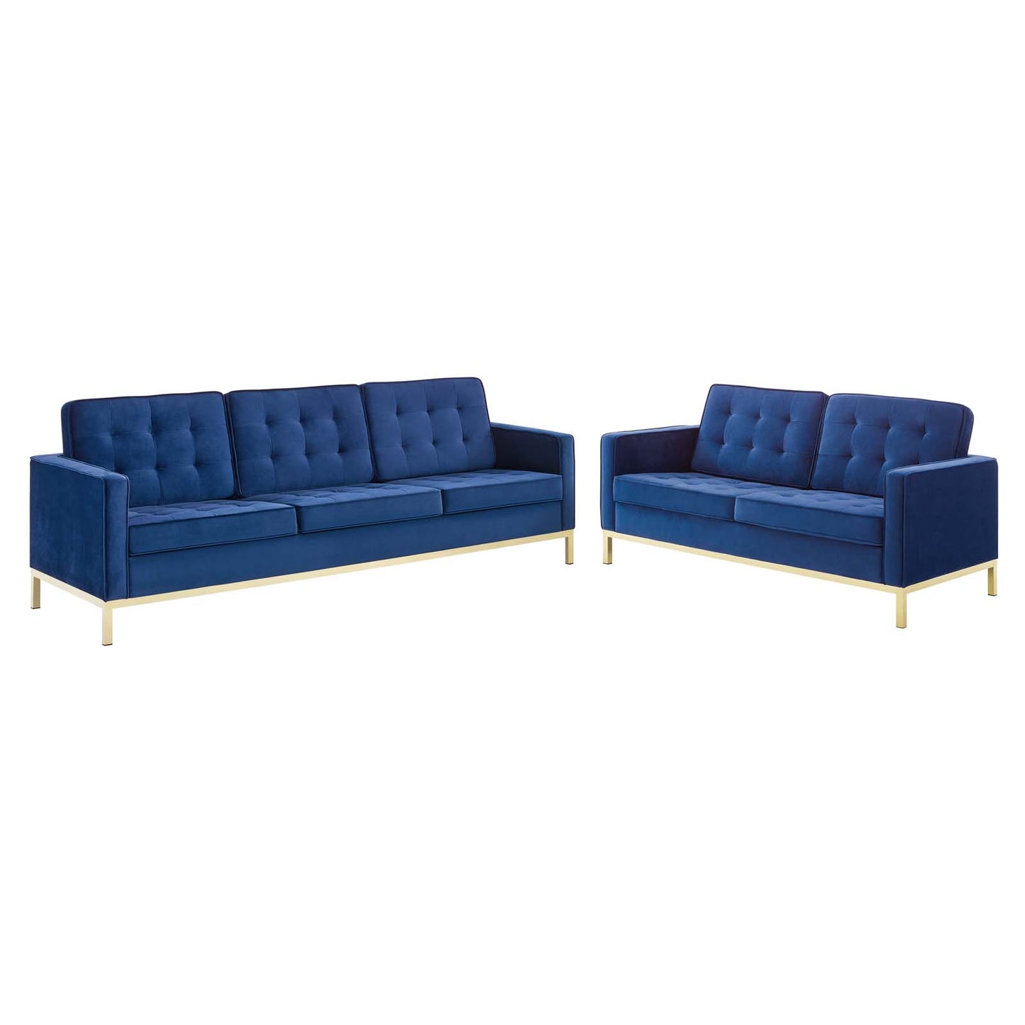 Loft Gold Stainless Steel Leg Performance Velvet Sofa and Loveseat Set by Modway