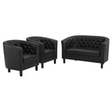 Prospect 3 Piece Upholstered Vinyl Set Black by Modway