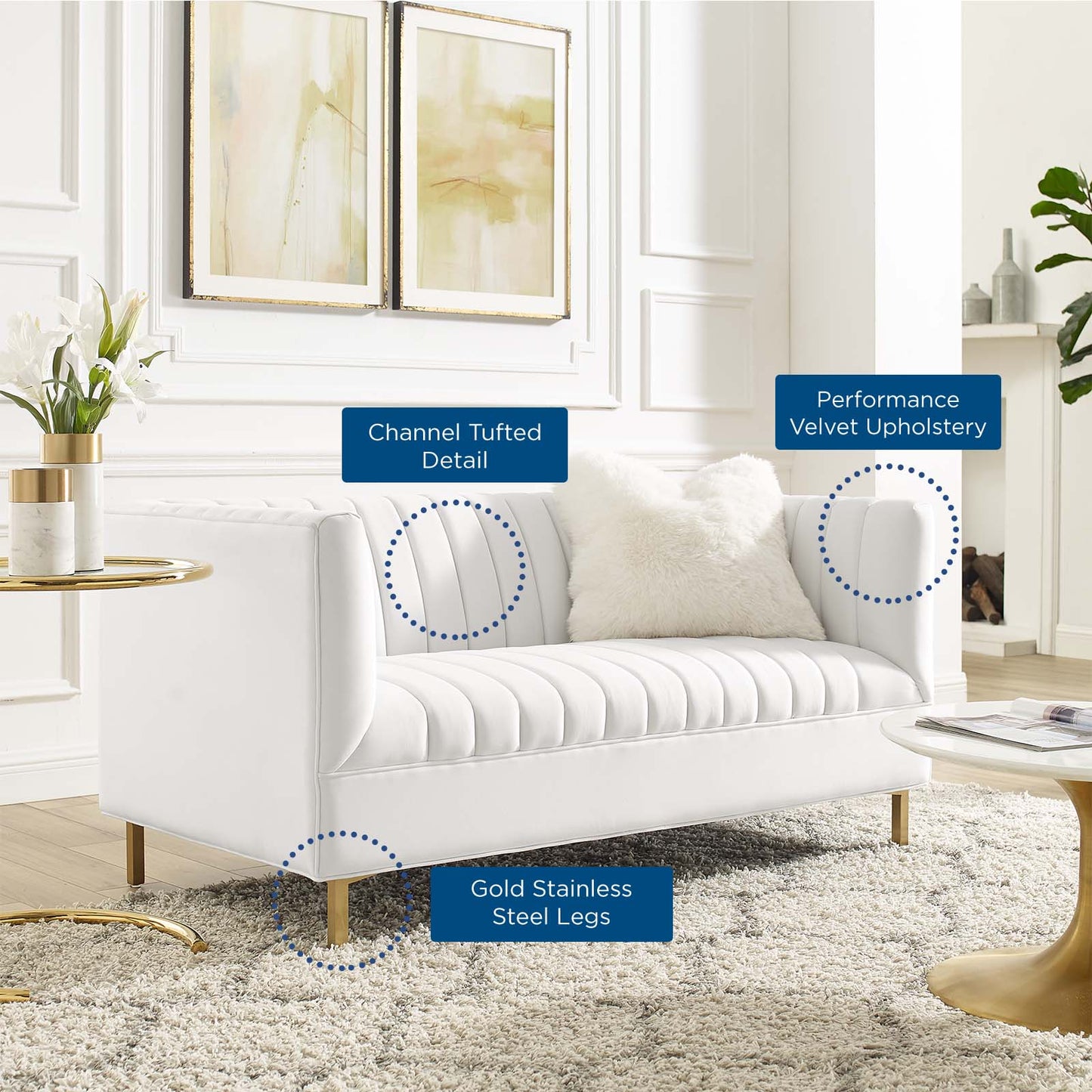 Shift Channel Tufted Performance Velvet Loveseat by Modway