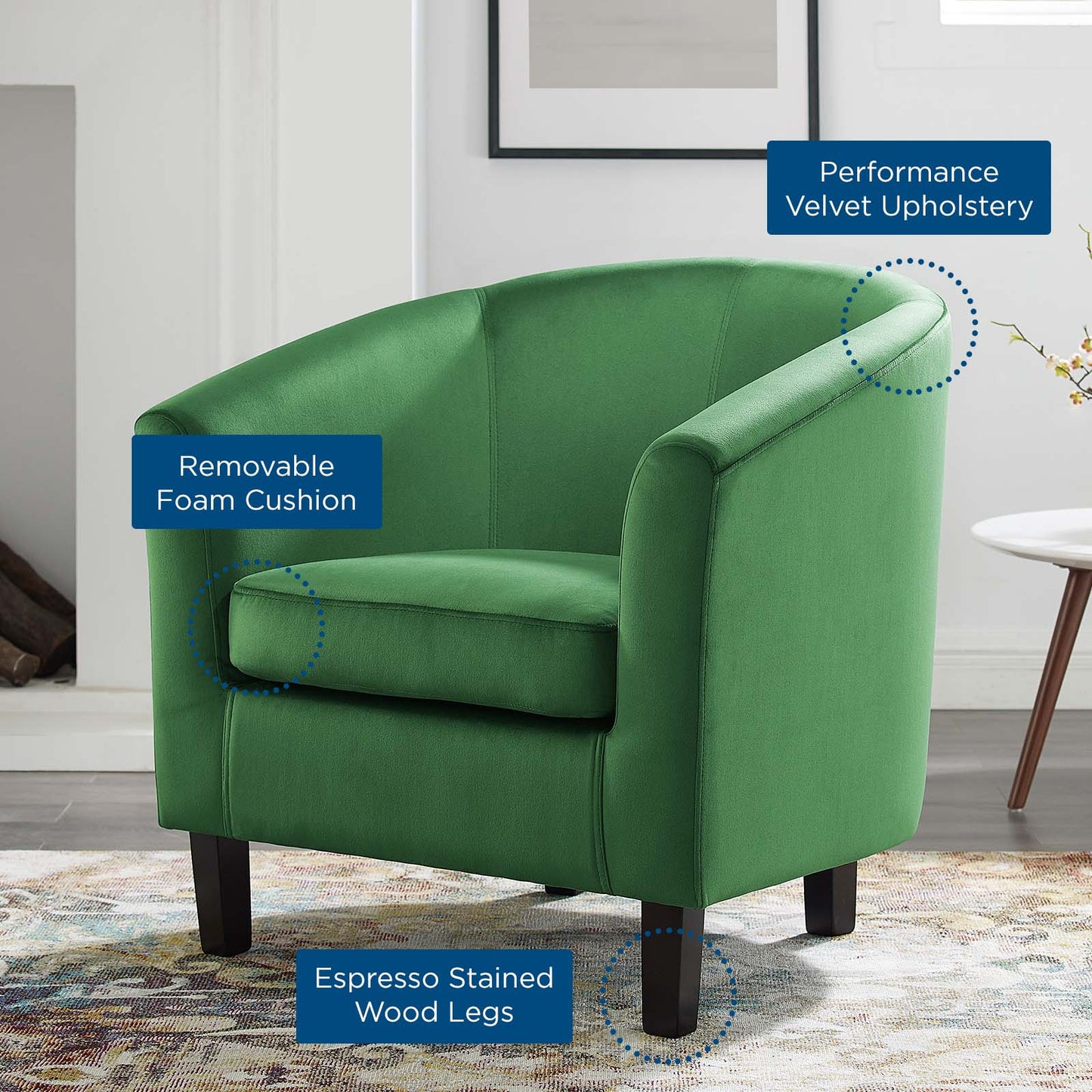 Prospect Performance Velvet Armchair by Modway