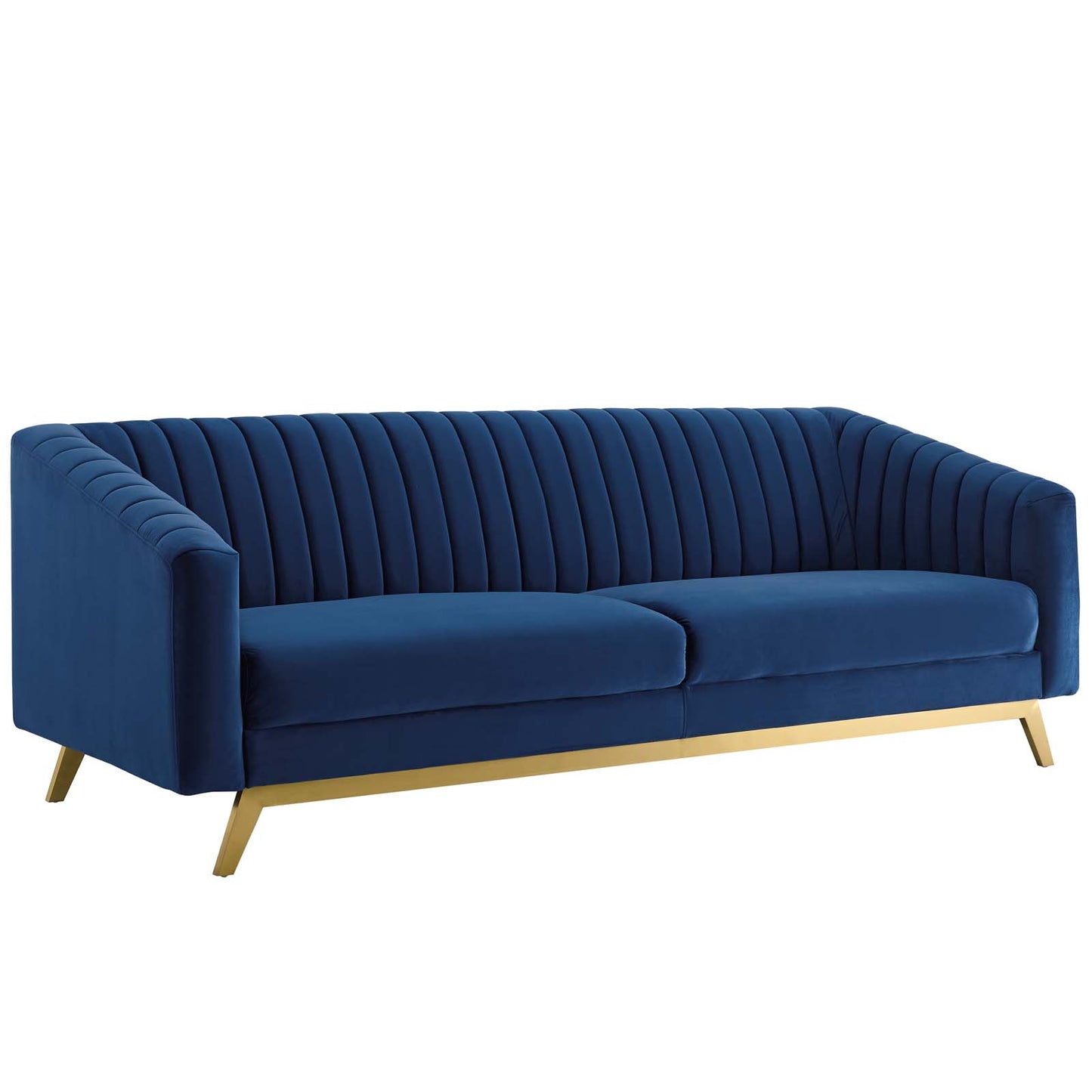 Valiant Vertical Channel Tufted Performance Velvet Sofa and Armchair Set by Modway