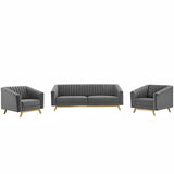 Valiant Vertical Channel Tufted Upholstered Performance Velvet 3 Piece Set by Modway
