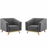 Valiant Vertical Channel Tufted Upholstered Performance Velvet Armchair Set of 2 by Modway
