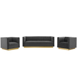 Sanguine 3 Piece Vertical Channel Tufted Upholstered Performance Velvet Set by Modway