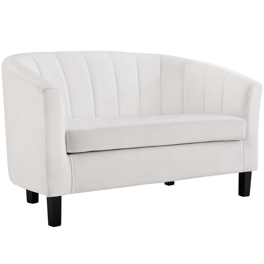 Prospect Channel Tufted Performance Velvet Loveseat and Armchair Set White by Modway
