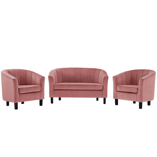 Prospect Channel Tufted 3 Piece Performance Velvet Set by Modway