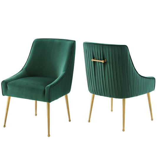 Discern Pleated Back Upholstered Performance Velvet Dining Chair Set of 2  by Modway