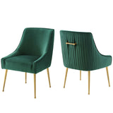 Discern Pleated Back Upholstered Performance Velvet Dining Chair Set of 2 by Modway