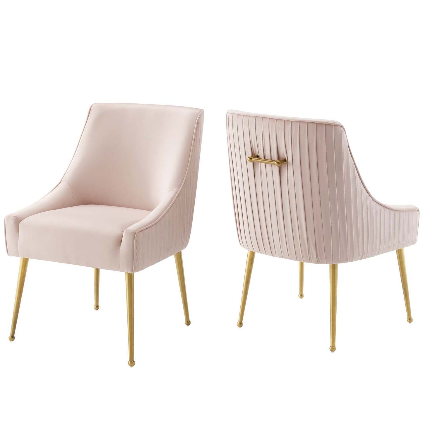 Discern Pleated Back Upholstered Performance Velvet Dining Chair Set of 2 by Modway