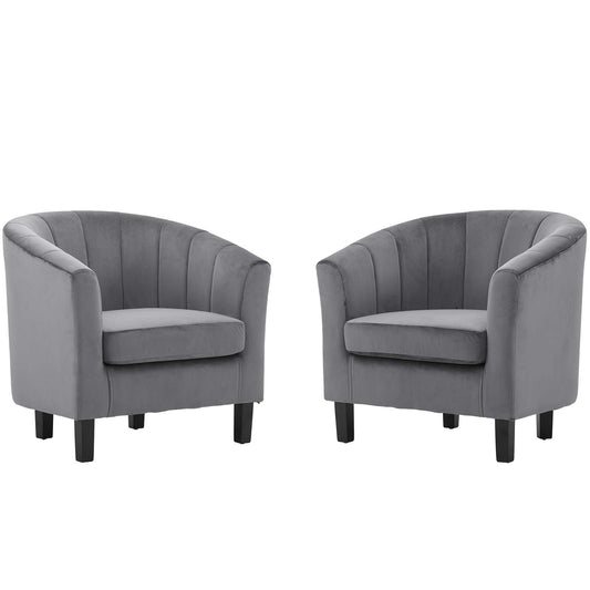 Prospect Channel Tufted Performance Velvet Armchair Set of 2 by Modway