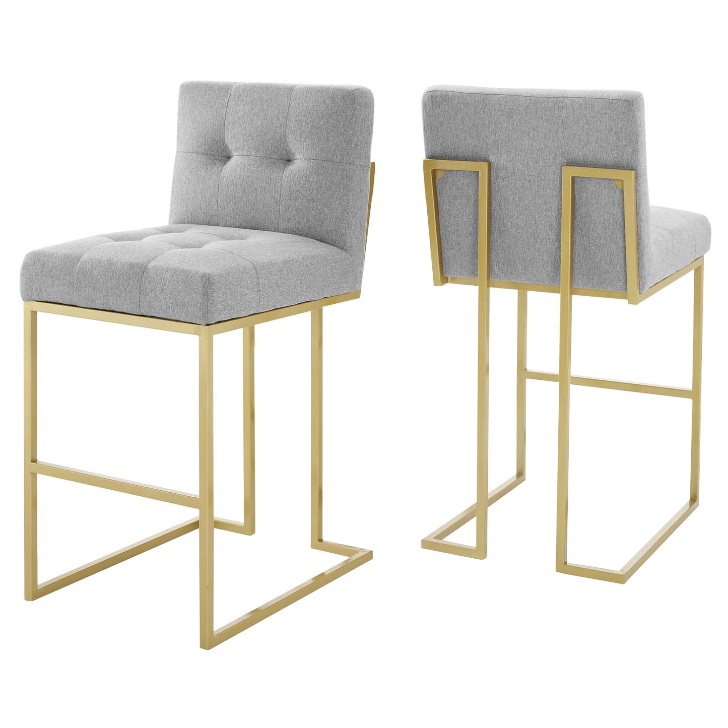 Privy Gold Stainless Steel Performance Velvet Bar Stool Set of 2 by Modway