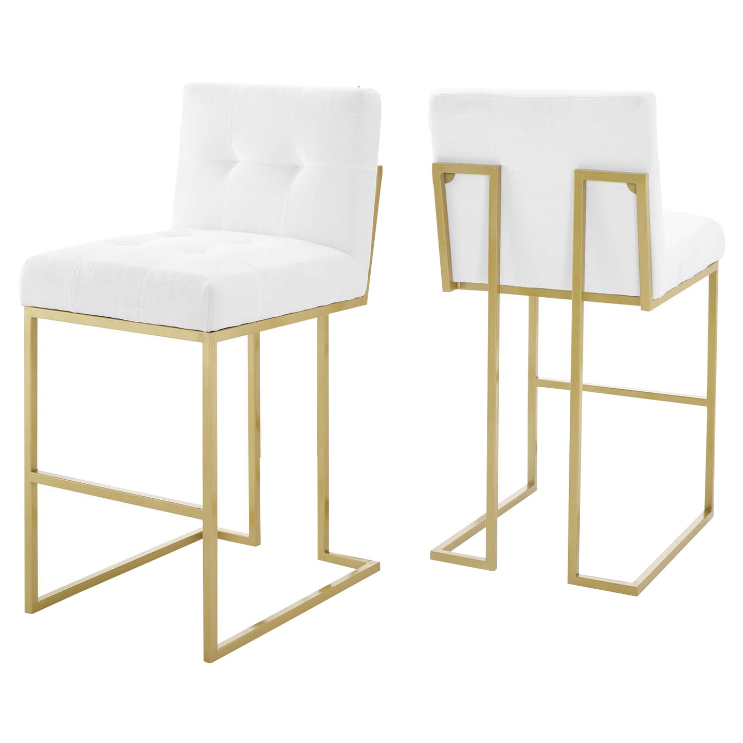 Privy Gold Stainless Steel Performance Velvet Bar Stool Set of 2 by Modway