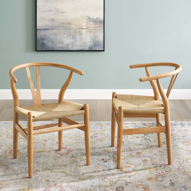 Amish Wood Dining Armchair Set of 2 Natural by Modway