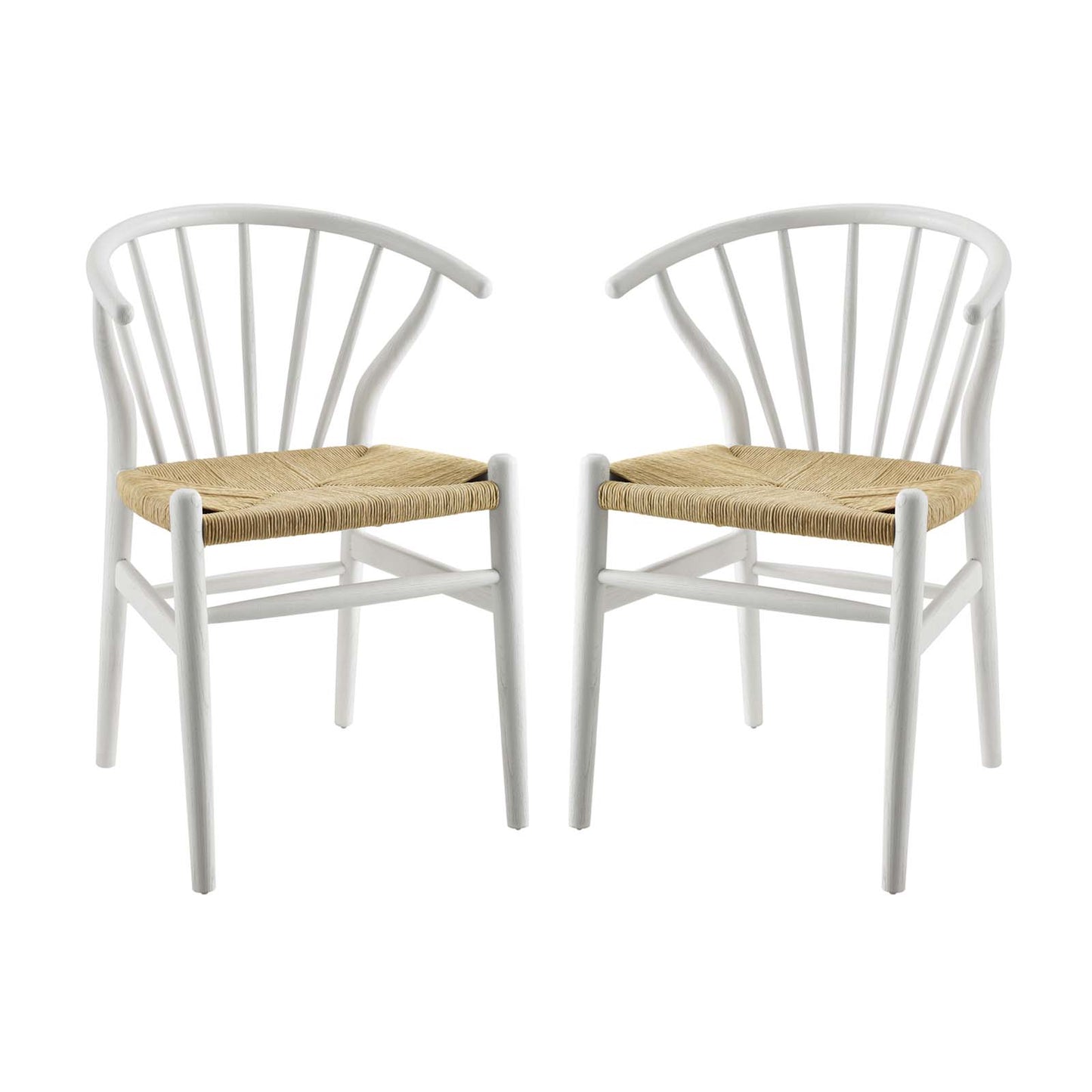 Flourish Spindle Wood Dining Side Chair Set of 2 White by Modway