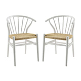 Flourish Spindle Wood Dining Side Chair Set of 2 White by Modway
