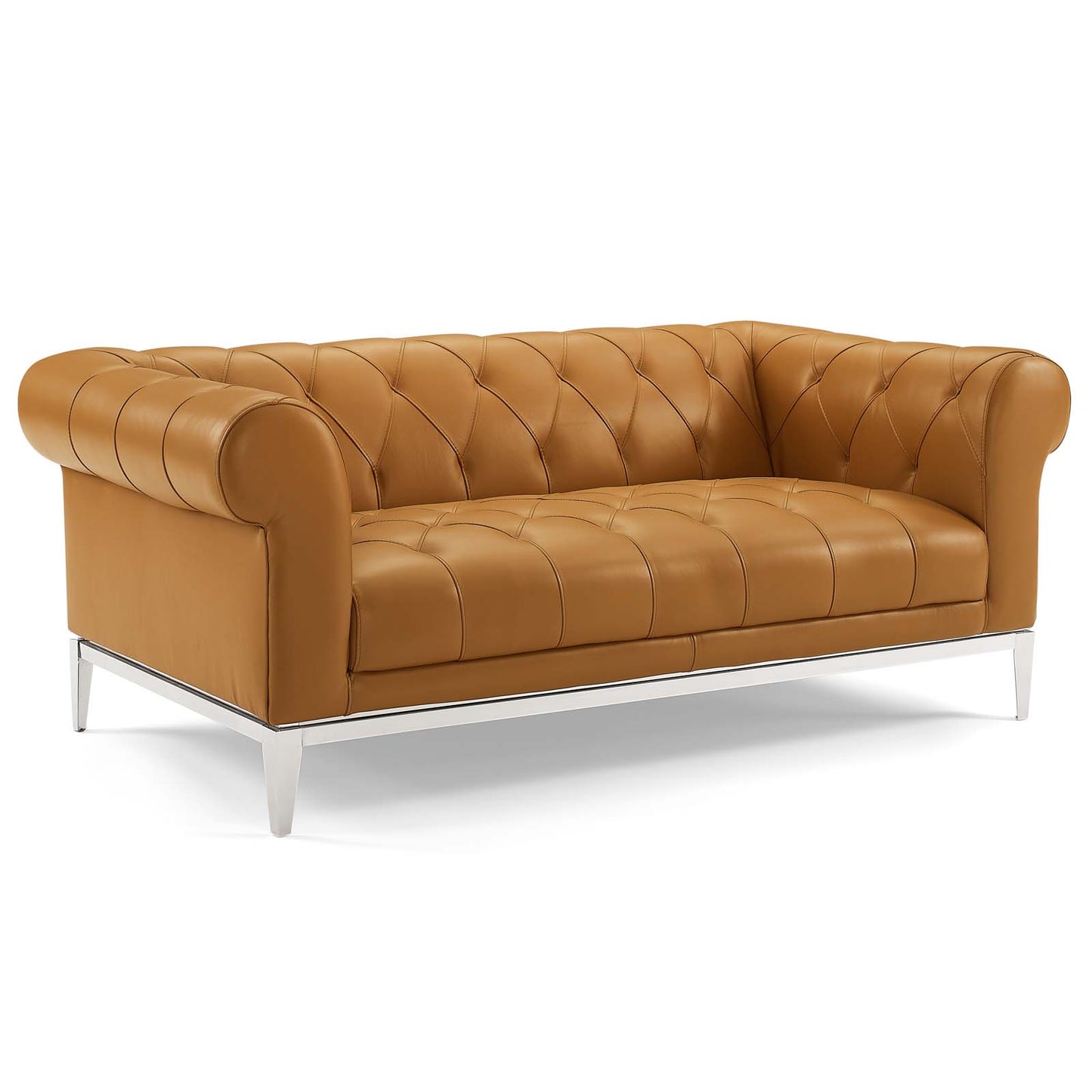 Idyll Tufted Upholstered Leather Sofa and Loveseat Set Tan by Modway