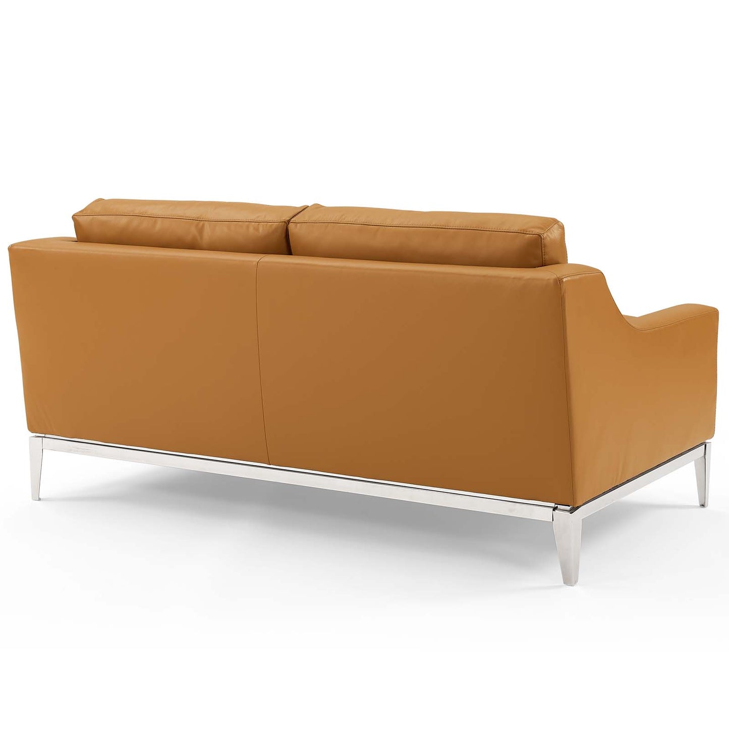Harness Stainless Steel Base Leather Loveseat & Armchair Set Tan by Modway