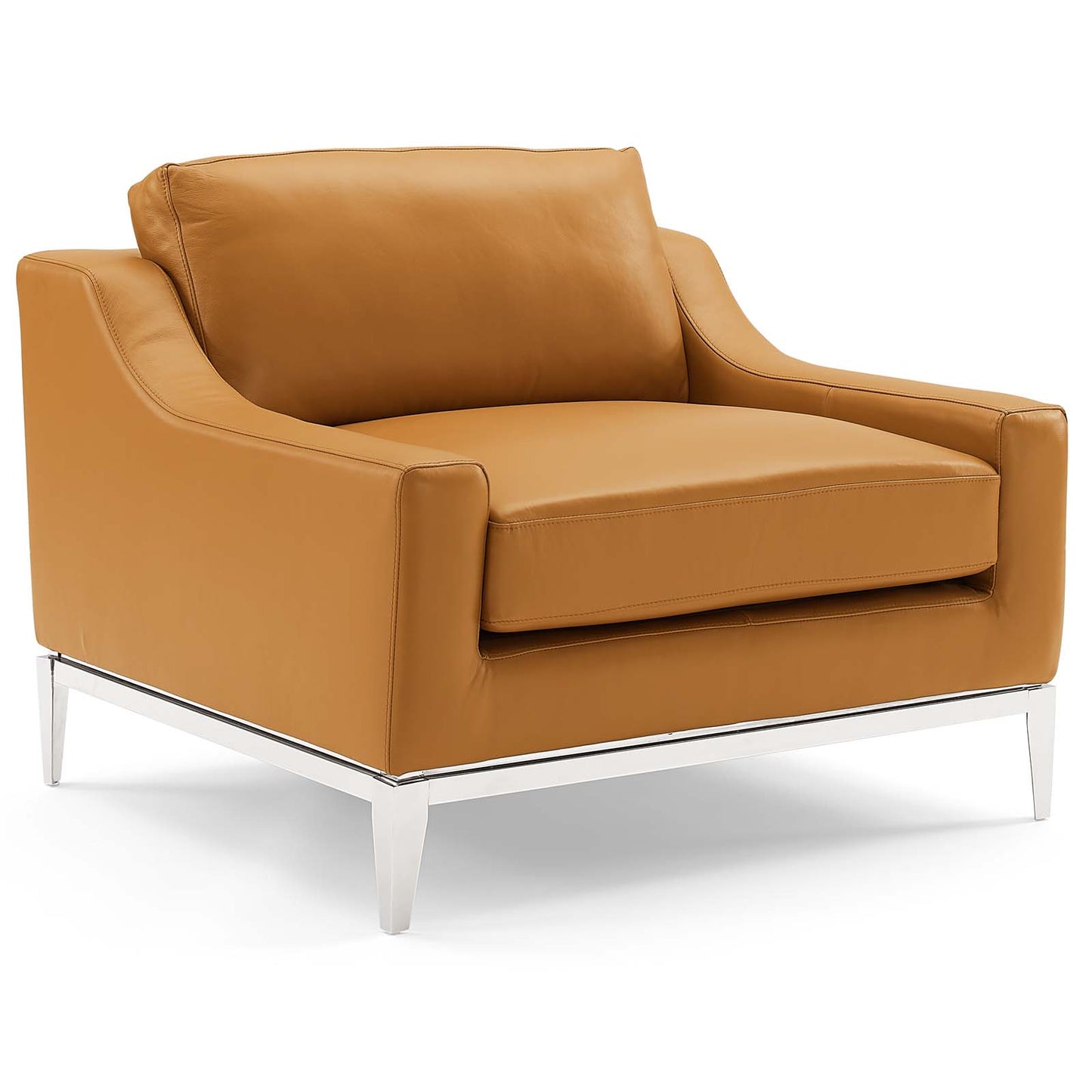 Harness Stainless Steel Base Leather Loveseat & Armchair Set Tan by Modway