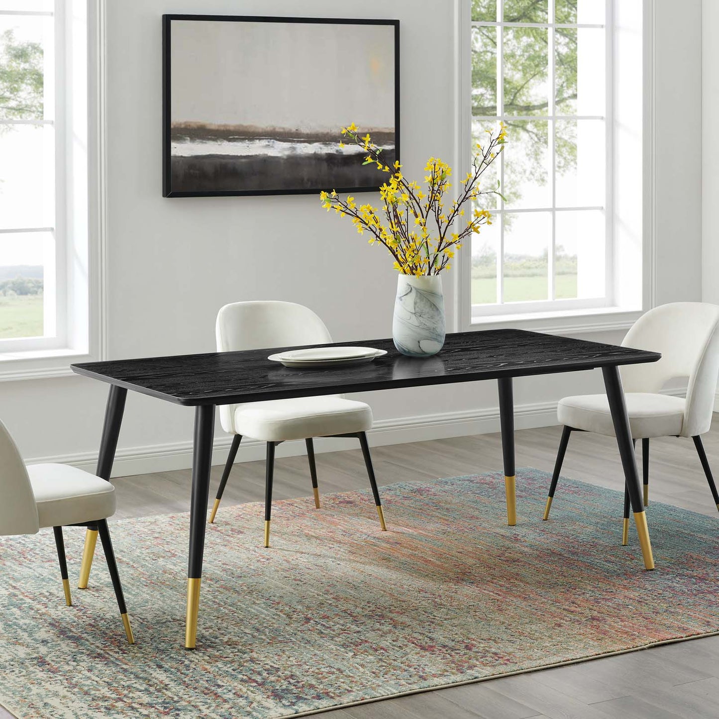 Vigor Rectangular Dining Table Black by Modway
