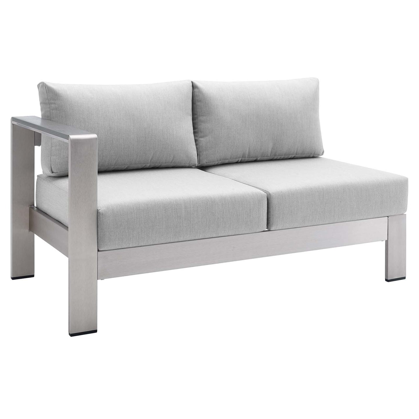 Shore Sunbrella Fabric Aluminum Outdoor Patio Left-Arm Loveseat by Modway
