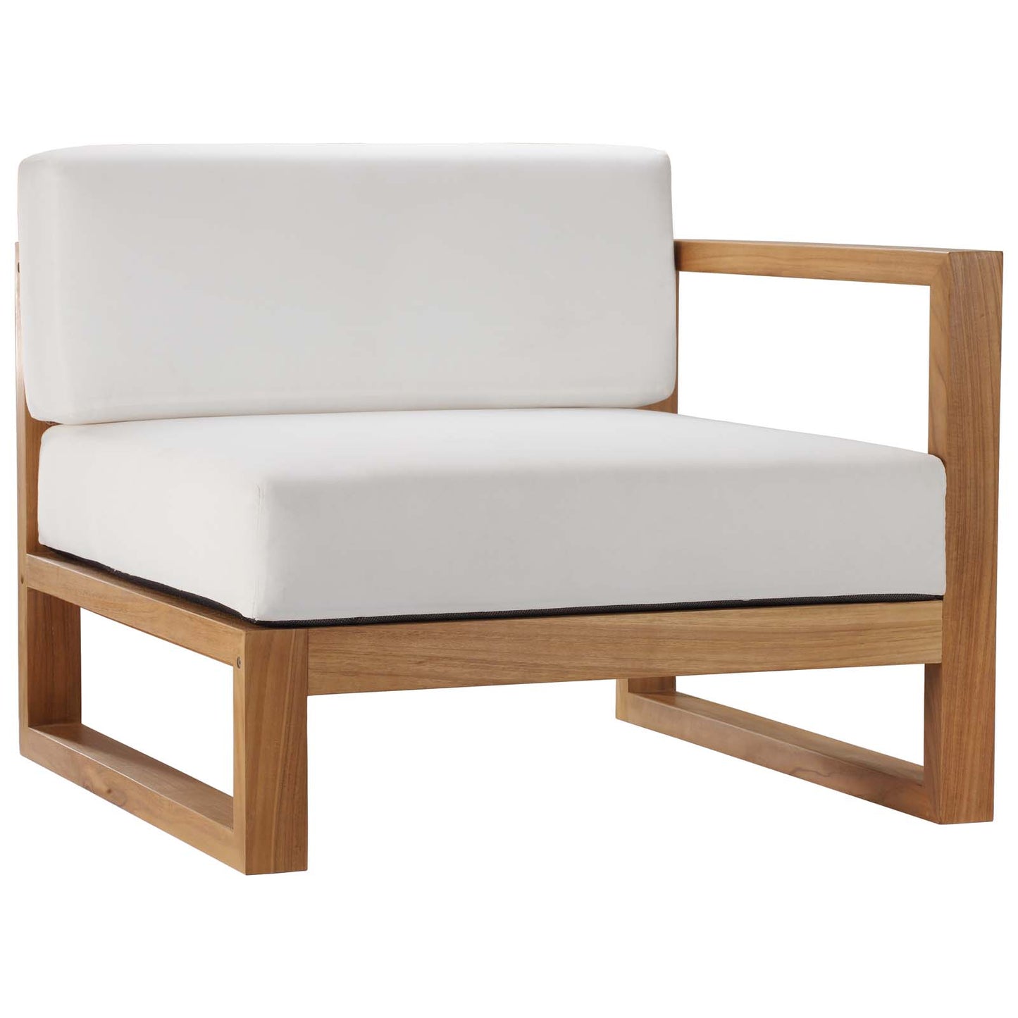 Upland Outdoor Patio Teak Wood 3-Piece Sectional Sofa Set Natural White by Modway