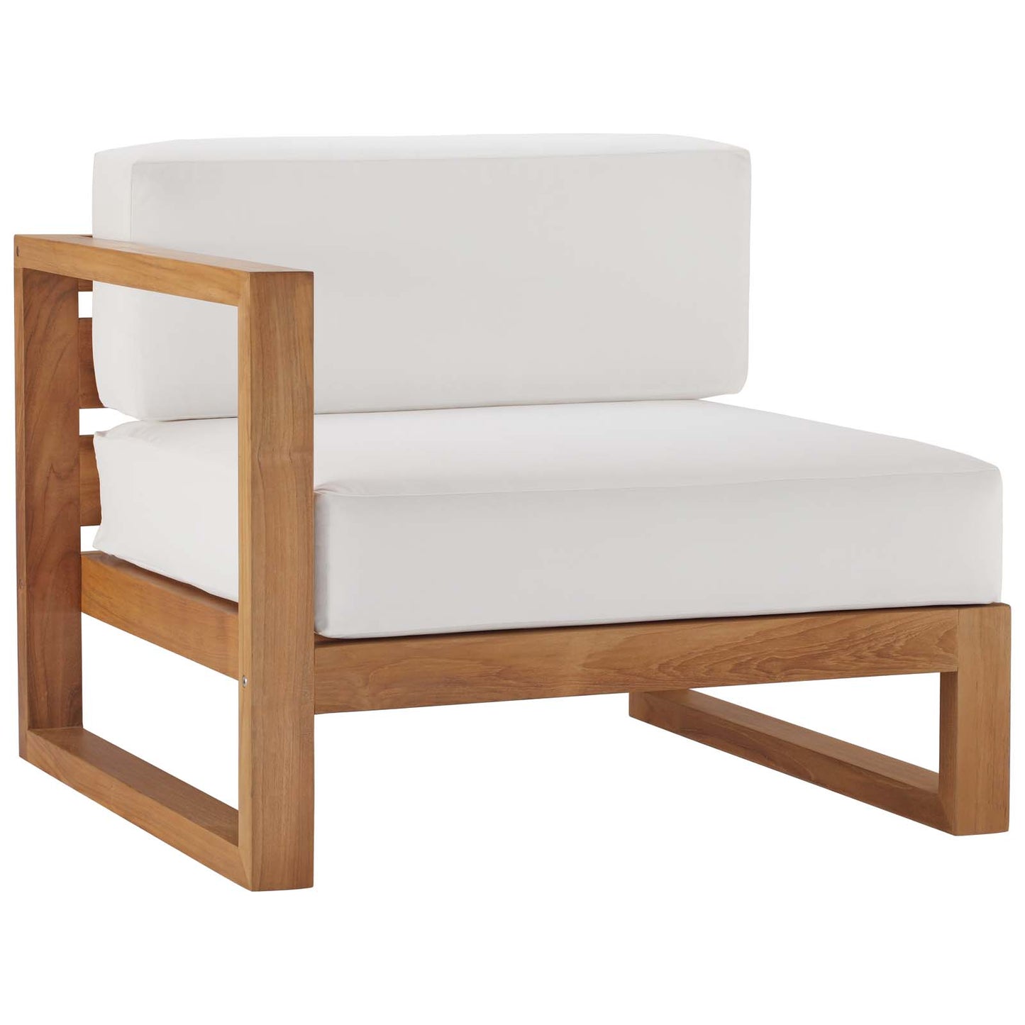 Upland Outdoor Patio Teak Wood 3-Piece Sectional Sofa Set Natural White by Modway