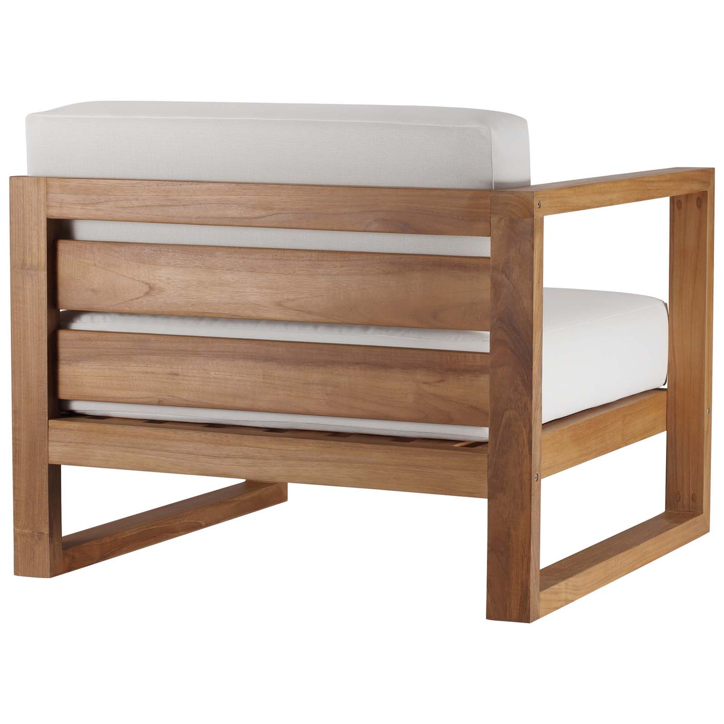Upland Outdoor Patio Teak Wood 3-Piece Sectional Sofa Set Natural White by Modway