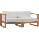 Upland Outdoor Patio Teak Wood 2-Piece Sectional Sofa Loveseat Natural White by Modway