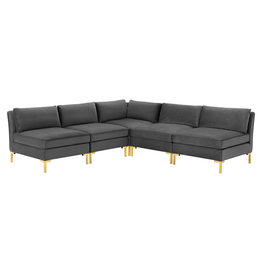 Ardent 5-Piece Performance Velvet Sectional Sofa by Modway