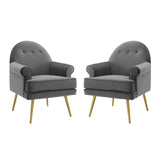 Revive Armchair Performance Velvet Set of 2 Navy by Modway