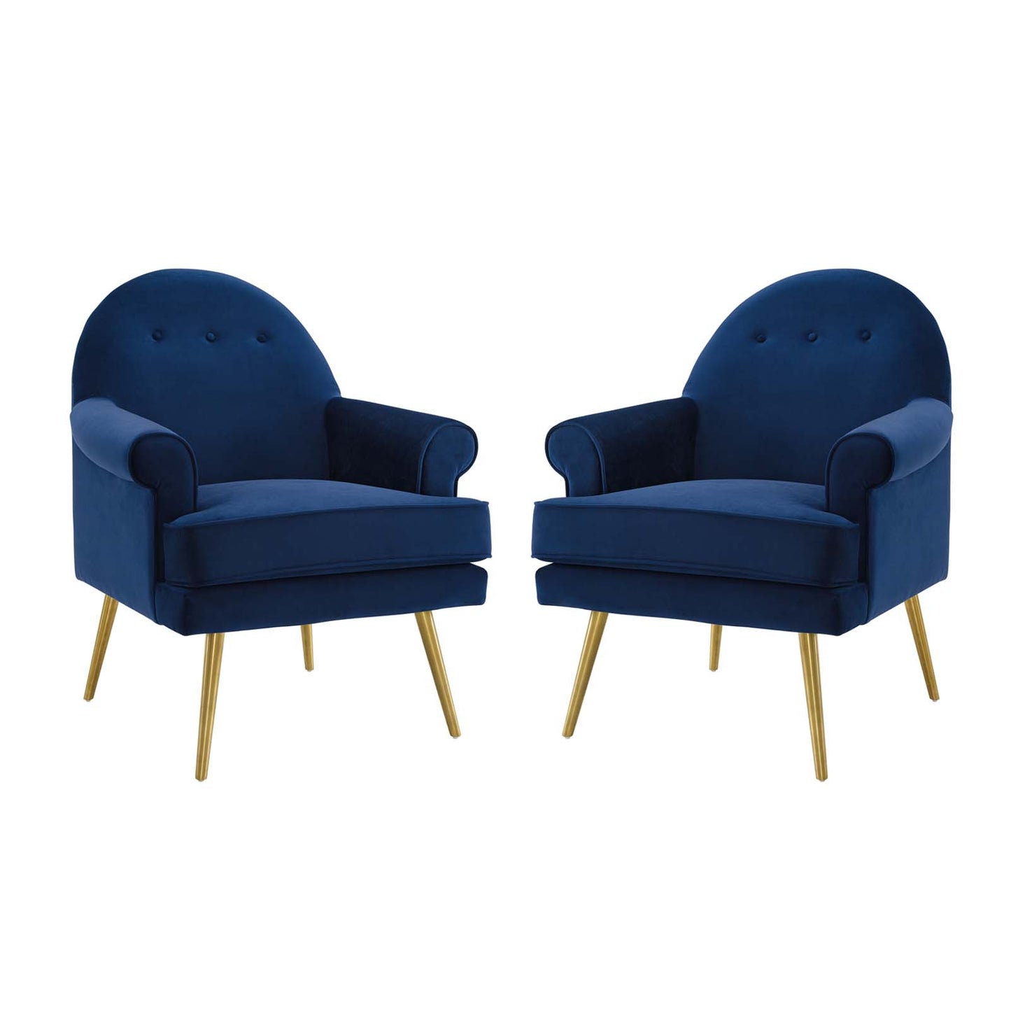 Revive Armchair Performance Velvet Set of 2 Navy by Modway