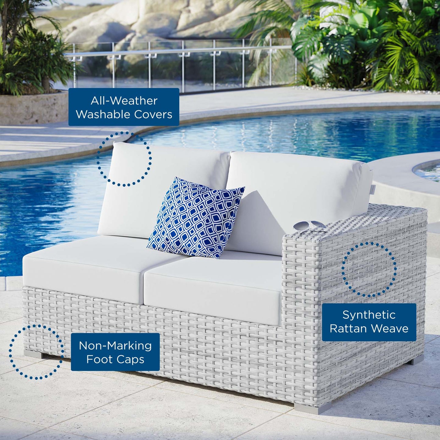 Convene Outdoor Patio RightArm Loveseat by Modway