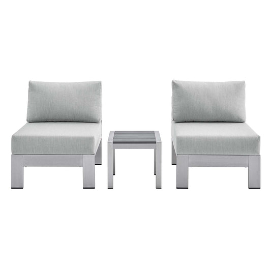 Sunbrella Fabric Aluminum Outdoor Patio Aluminum 3 Piece Outdoor Patio Set by Modway