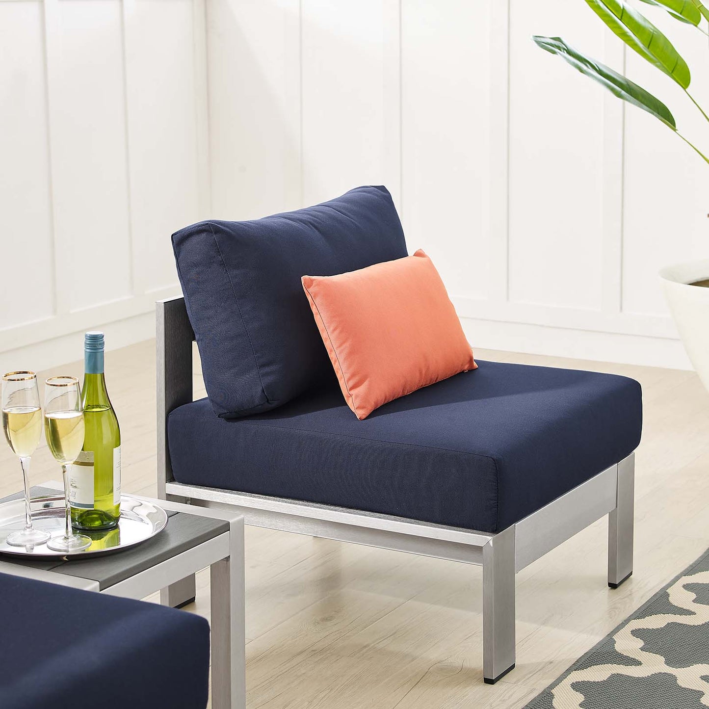 Sunbrella Fabric Aluminum Outdoor Patio Aluminum 3 Piece Outdoor Patio Set by Modway