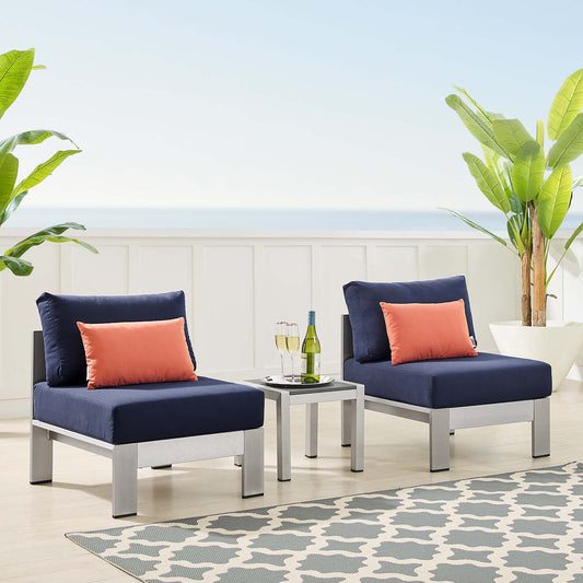 Sunbrella Fabric Aluminum Outdoor Patio Aluminum 3 Piece Outdoor Patio Set by Modway