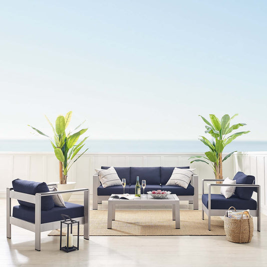 Shore Sunbrella Fabric Outdoor Patio Aluminum 4 Piece Set by Modway