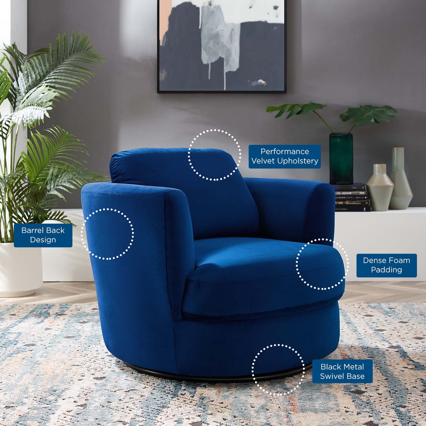 Pirouette Performance Velvet Swivel Armchair by Modway