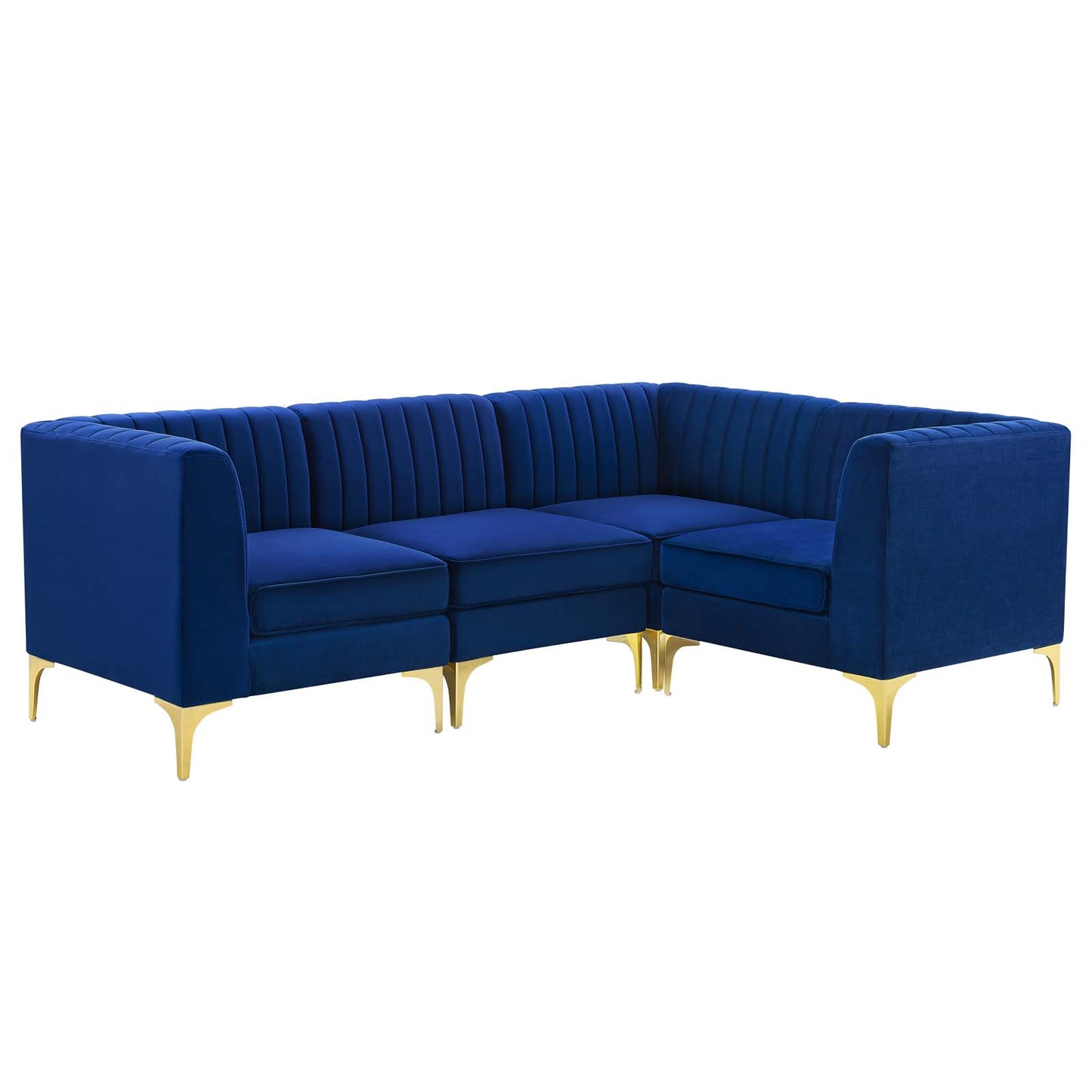 Triumph Channel Tufted Performance Velvet 4-Piece Sectional Sofa by Modway