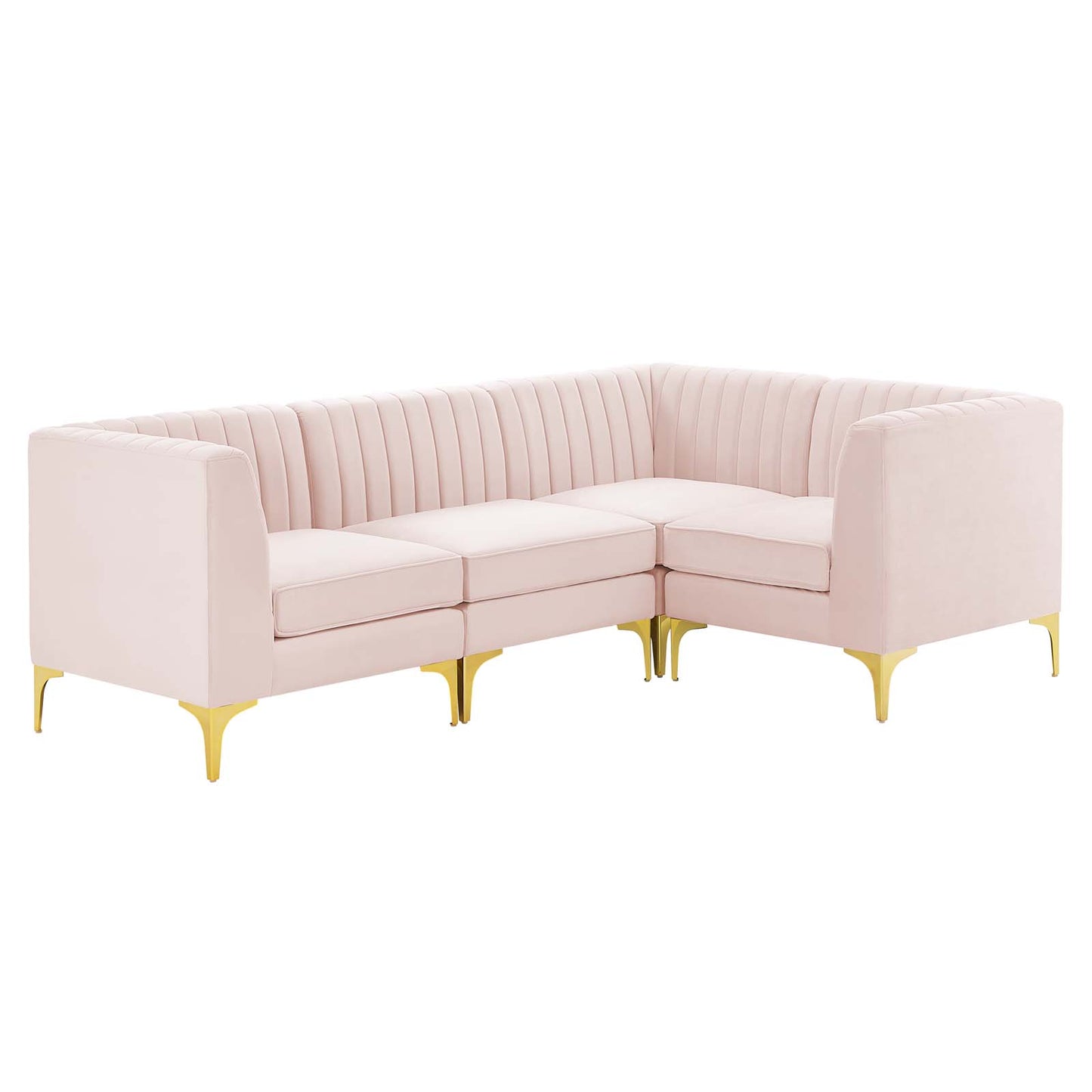 Triumph Channel Tufted Performance Velvet 4-Piece Sectional Sofa by Modway