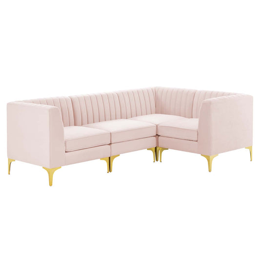 Triumph Channel Tufted Performance Velvet 4-Piece Sectional Sofa by Modway