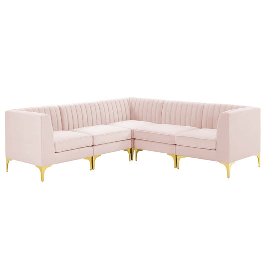 Triumph Channel Tufted Performance Velvet 5-Piece Sectional Sofa by Modway