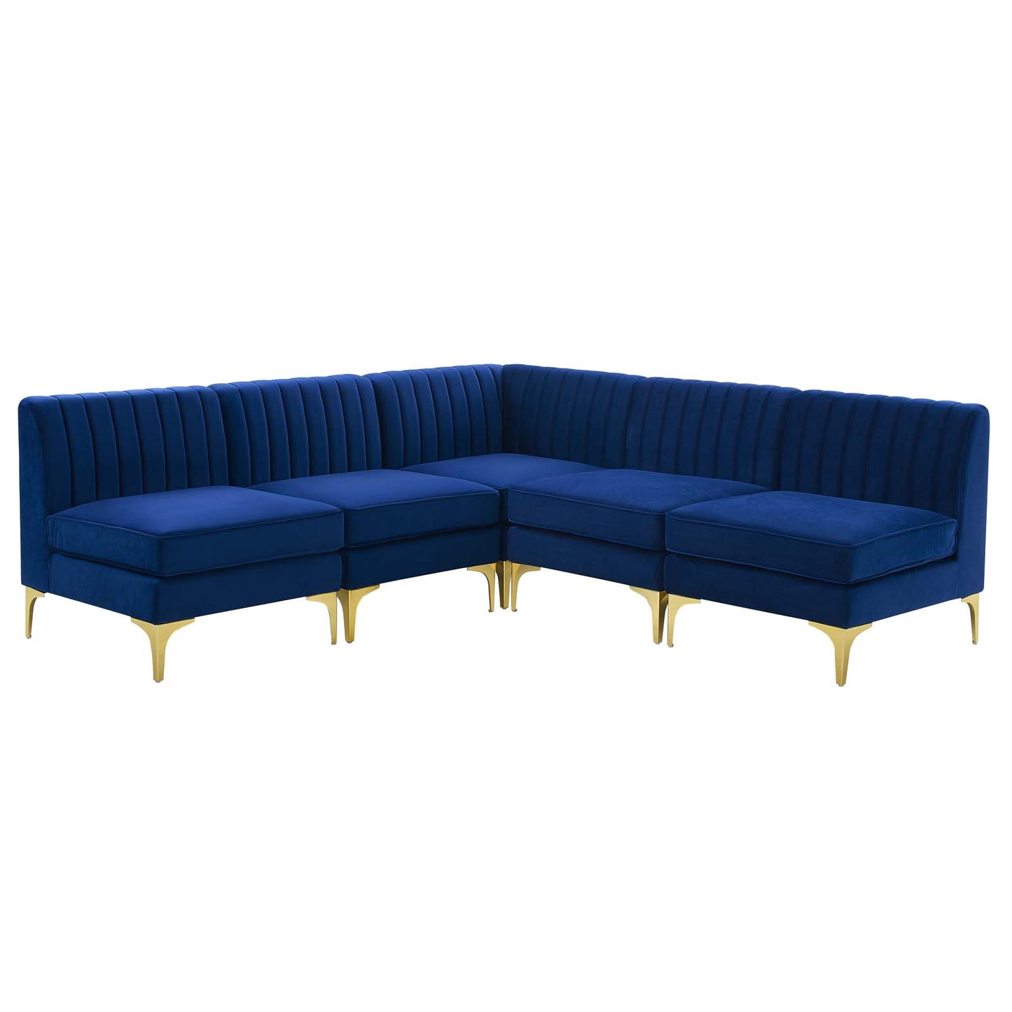Triumph Channel Tufted Performance Velvet 5-Piece Sectional Sofa by Modway