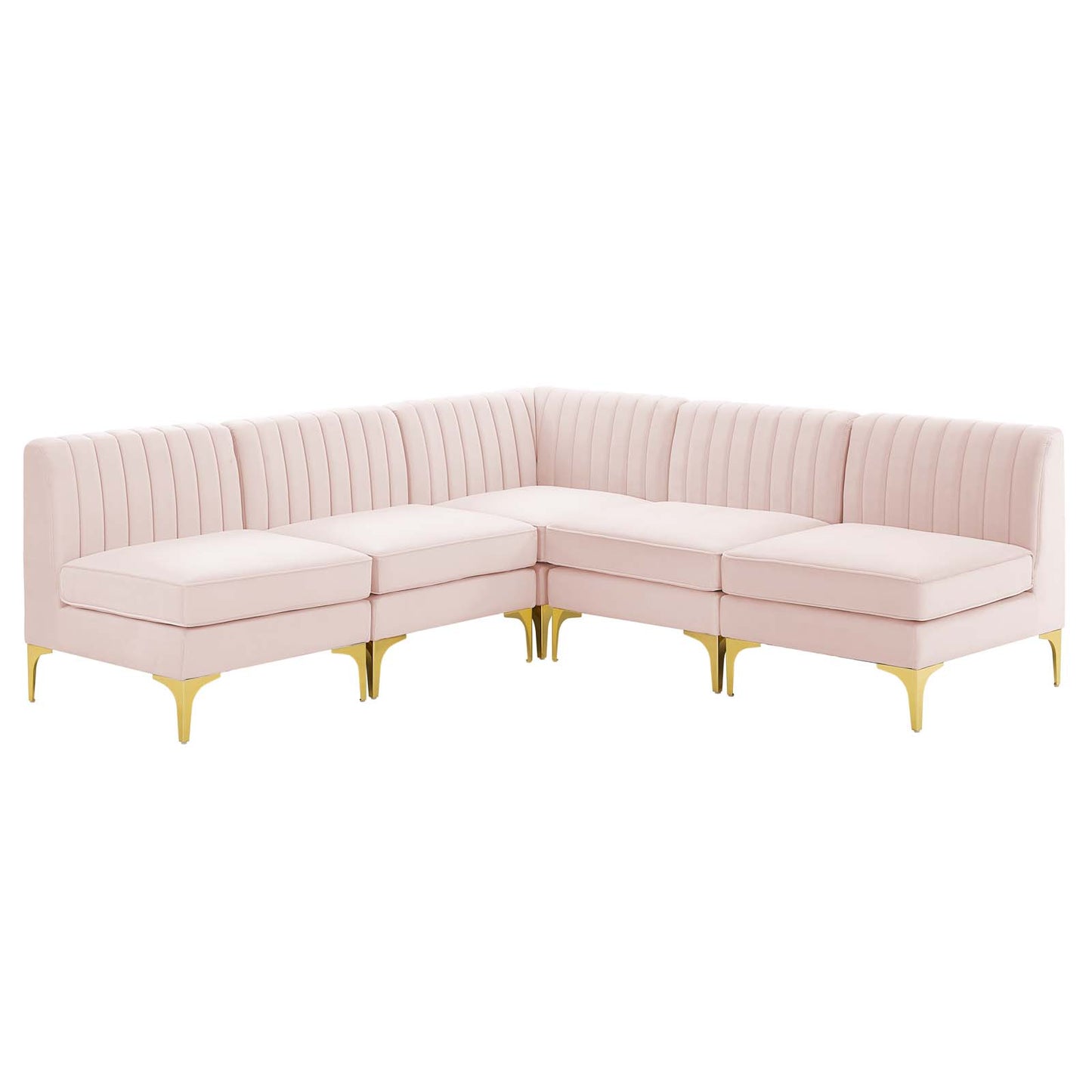 Triumph Channel Tufted Performance Velvet 5-Piece Sectional Sofa by Modway