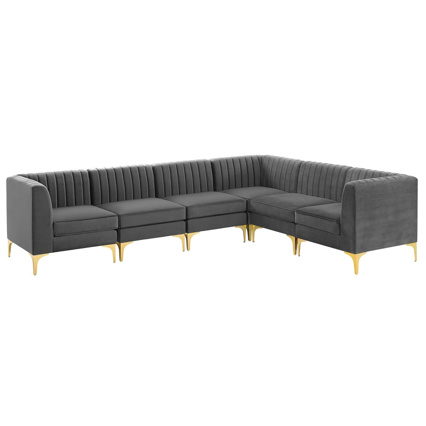 Triumph Channel Tufted Performance Velvet 6-Piece Sectional Sofa by Modway