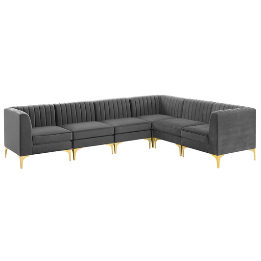 Triumph Channel Tufted Performance Velvet 6-Piece Sectional Sofa by Modway