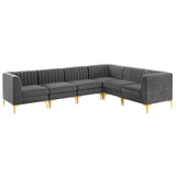 Triumph Channel Tufted Performance Velvet 6-Piece Sectional Sofa by Modway