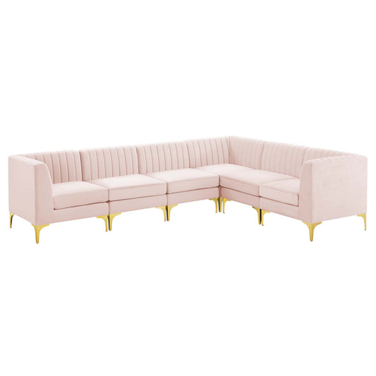 Triumph Channel Tufted Performance Velvet 6-Piece Sectional Sofa by Modway