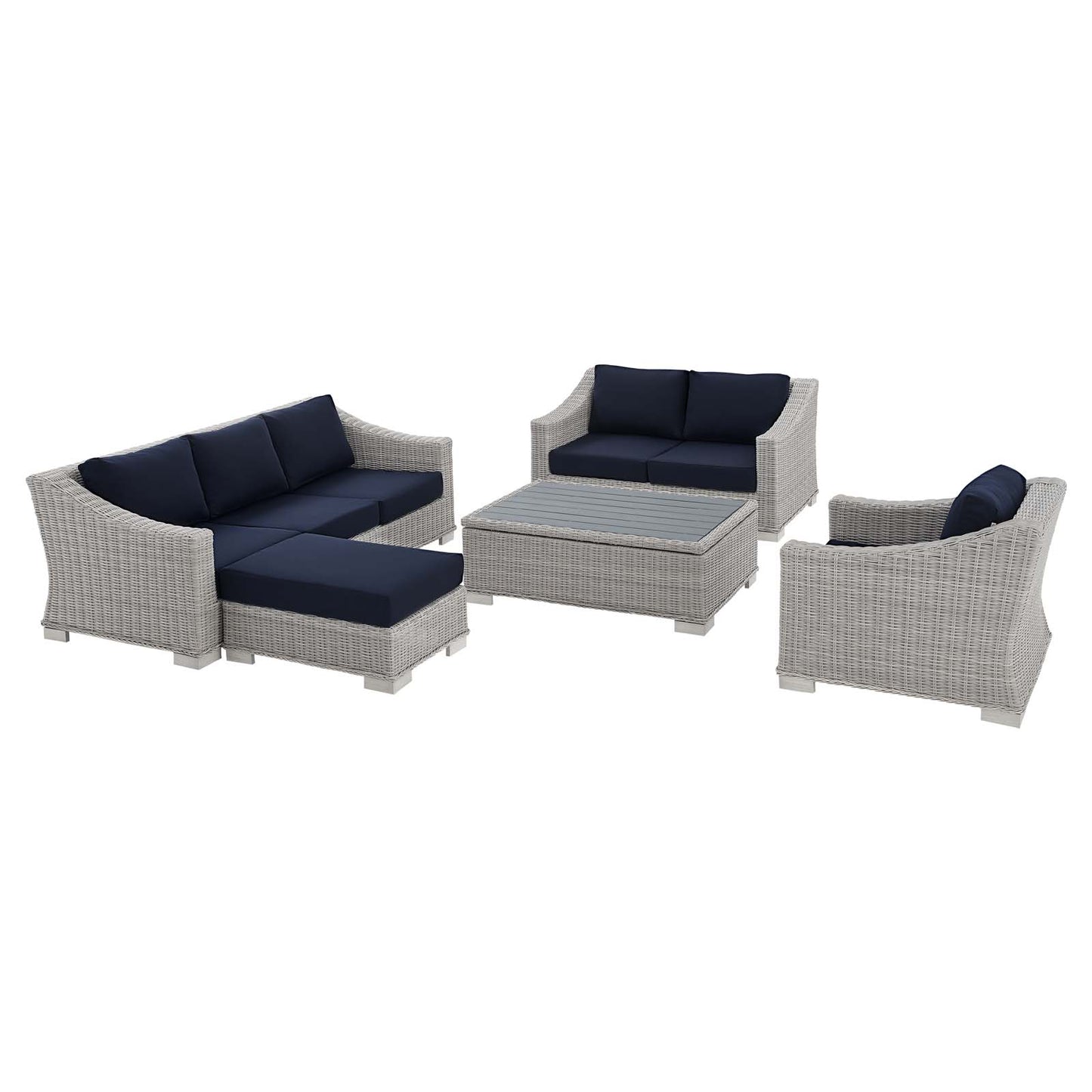 Conway Sunbrella Outdoor Patio Wicker Rattan 5 Pieces Furniture Set by Modway