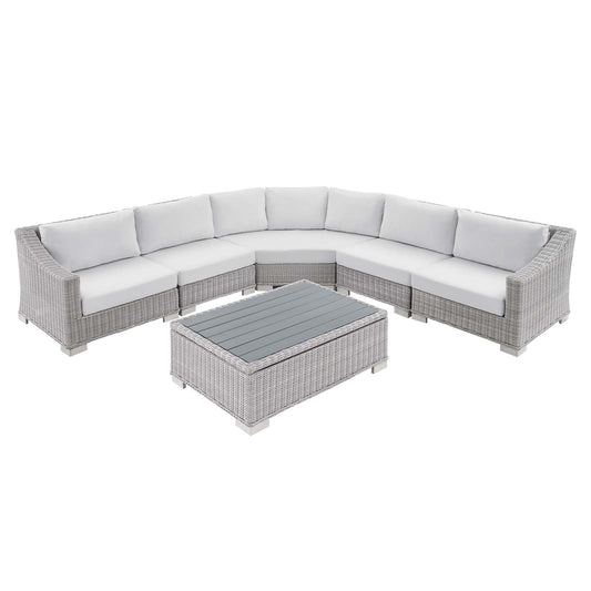 Conway Sunbrella Outdoor Patio Wicker Rattan 6-Piece Sectional Sofa Set by Modway