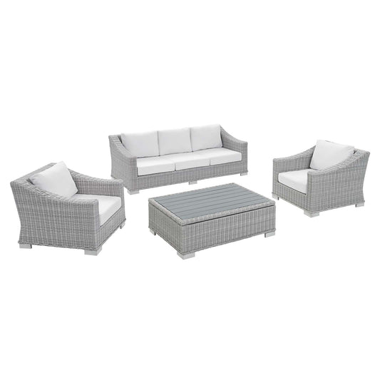Conway Sunbrella Outdoor Patio Wicker Rattan 4-Piece Furniture Set by Modway
